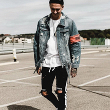 Load image into Gallery viewer, Brand Ripped Denim Jacket - xtreetapparel