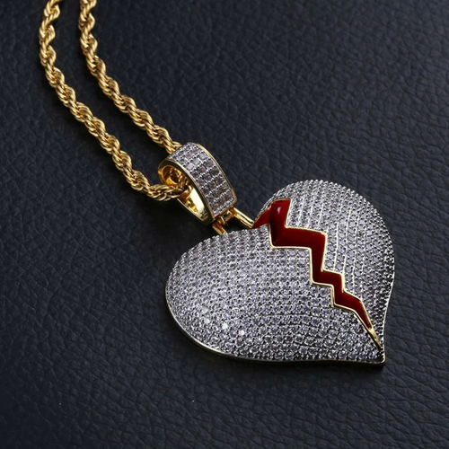 Iced Out Broken Heart Pendant - xtreetapparel