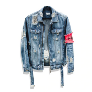 Brand Ripped Denim Jacket - xtreetapparel