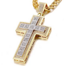 Load image into Gallery viewer, Iced Out Double  Cross Pendant - xtreetapparel