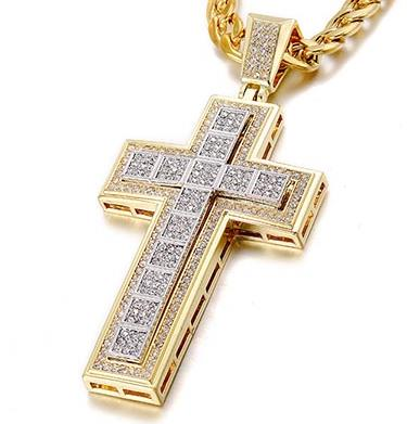 Iced Out Double  Cross Pendant - xtreetapparel