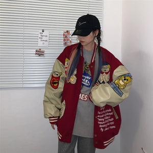 Patchwork Heavy Cartoon Jacket - xtreetapparel